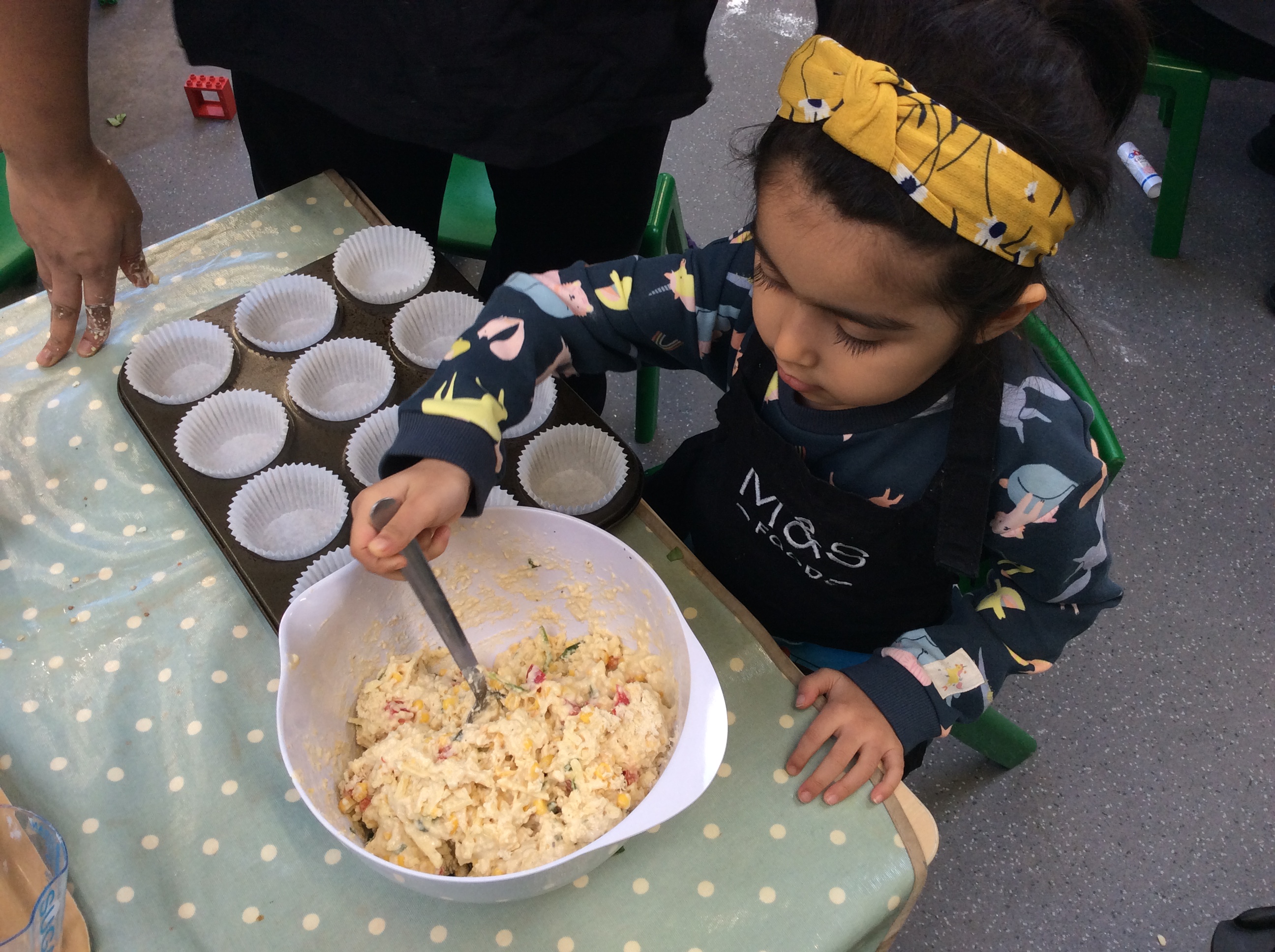 Making cheese and vegetable muffins